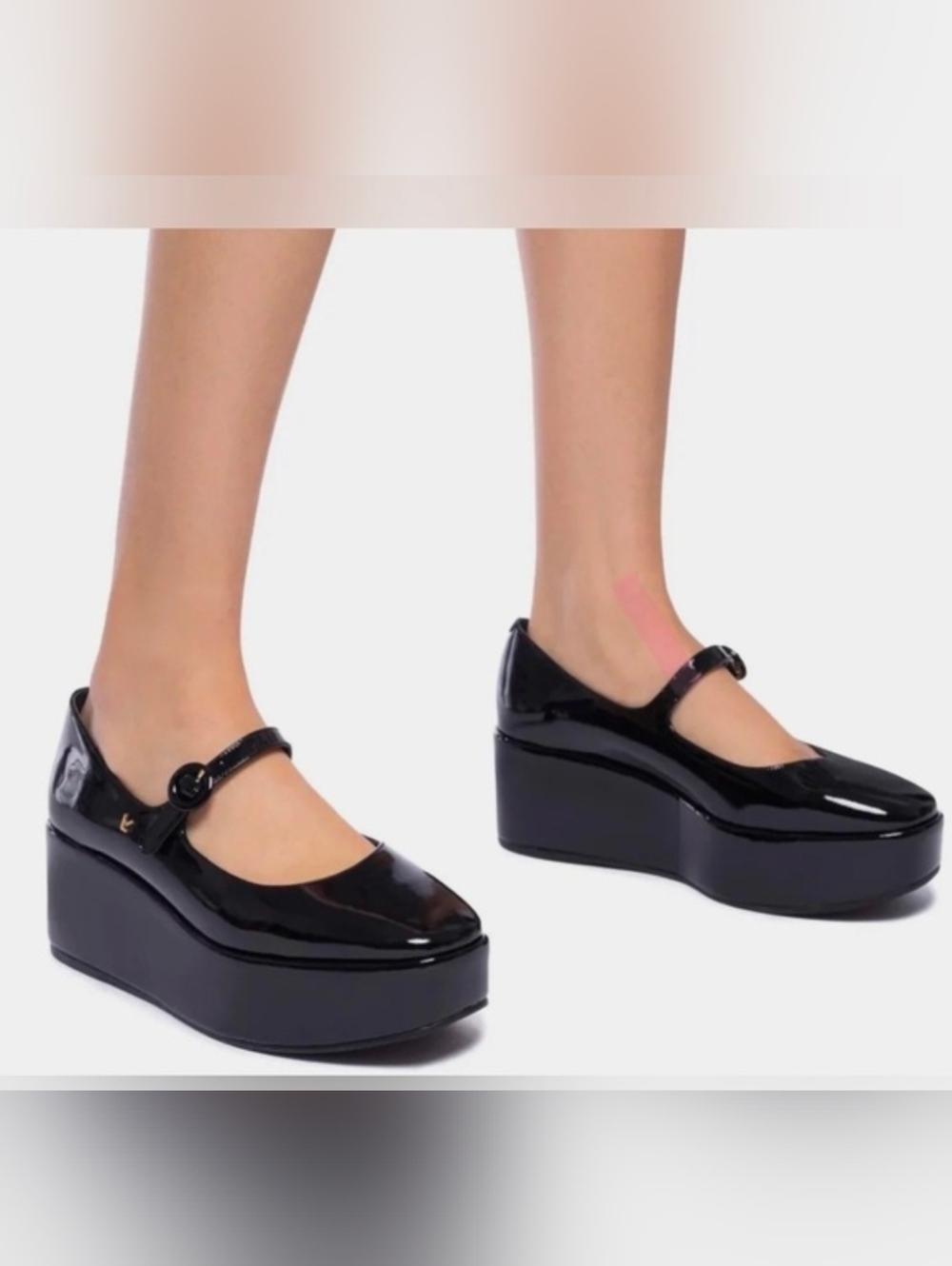 Larroude Black Patent Mary Jane Platform Shoes Size 8,5